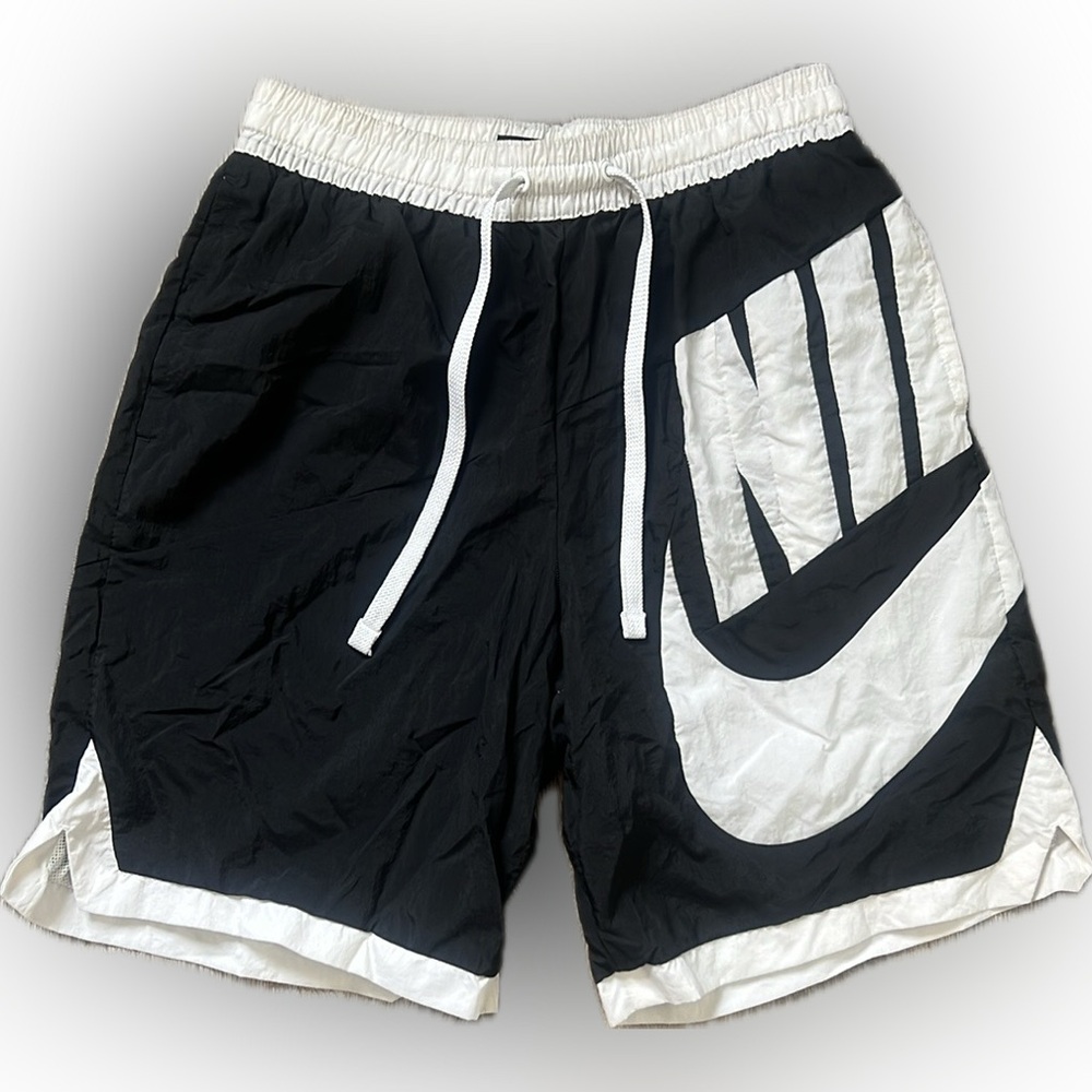 Nike Black and White Athletic Shorts with Bold Swoosh